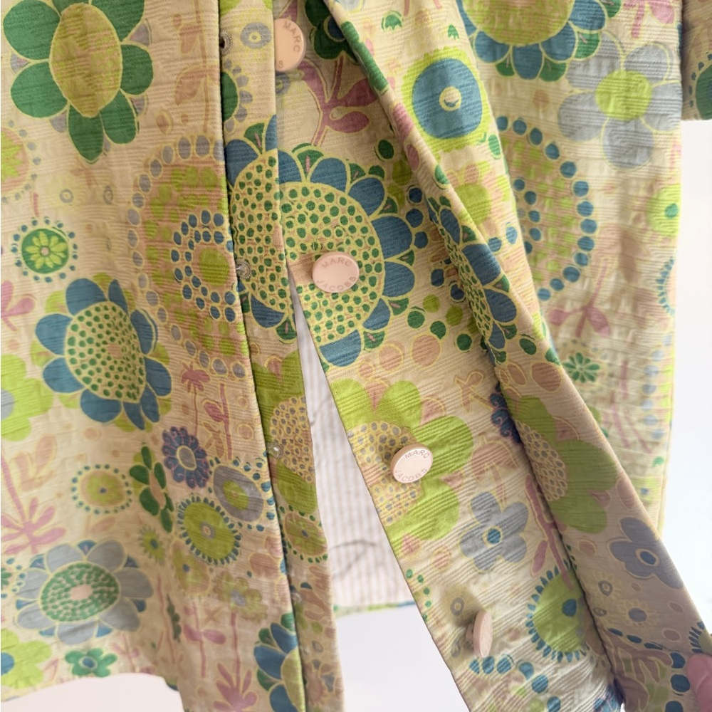 Vintage Marc Jacobs Mod Green Floral Pattern Trench Coat - Picture 8 of 8